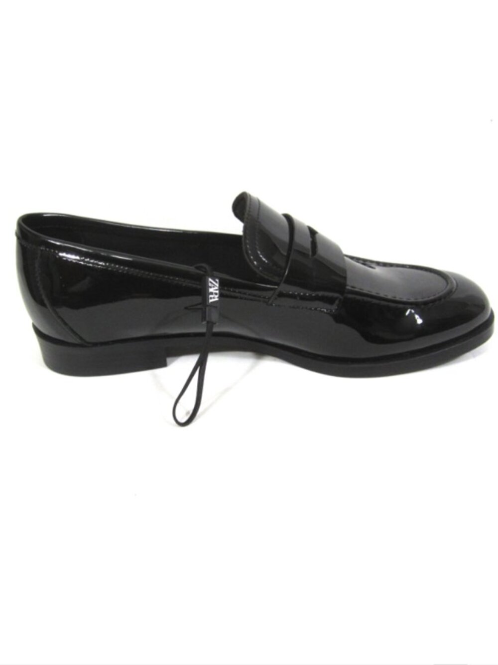 Zara Size 41 US 10 Black Faux Patent Leather Penny Loafers Casual Dress - Picture 4 of 10